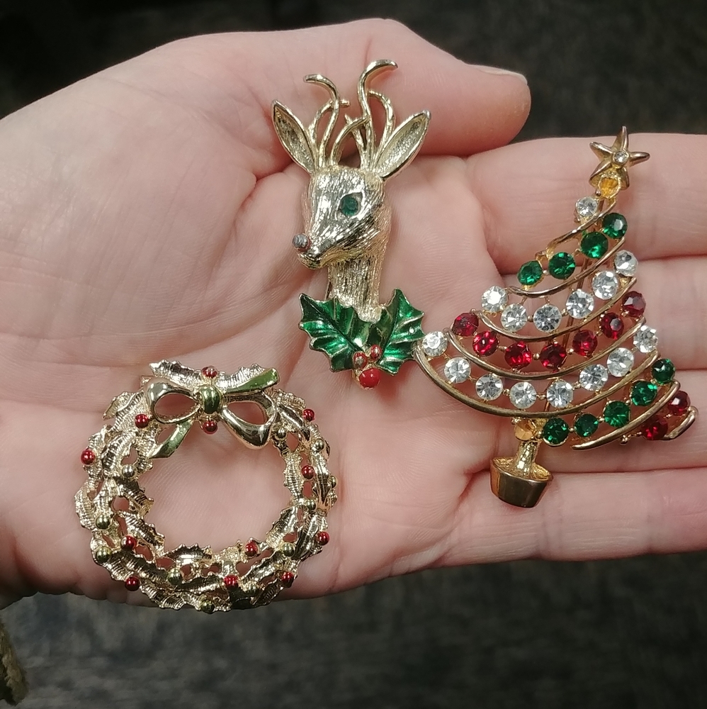 Christmas Brooches / Stocking Decor Reindeer Christmas Tree Wreath